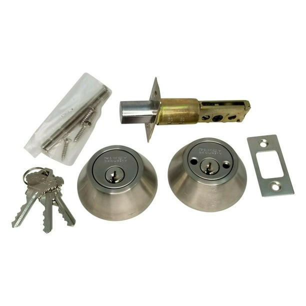 New Double Sided DeadBolt Lock Entry Door Keyed Cylinder 3 Keys