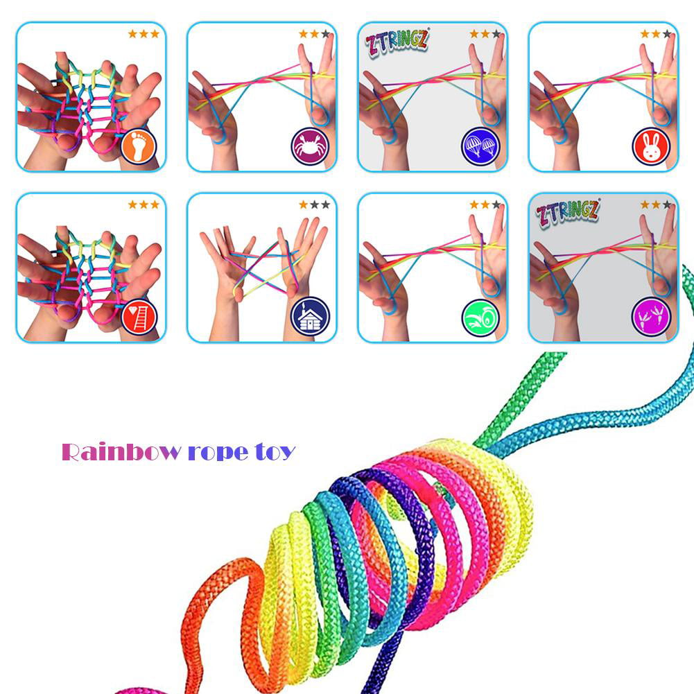 Kids Child Finger Rope Game Rainbow Color Thread Various Figures Puzzle Toy Gift
