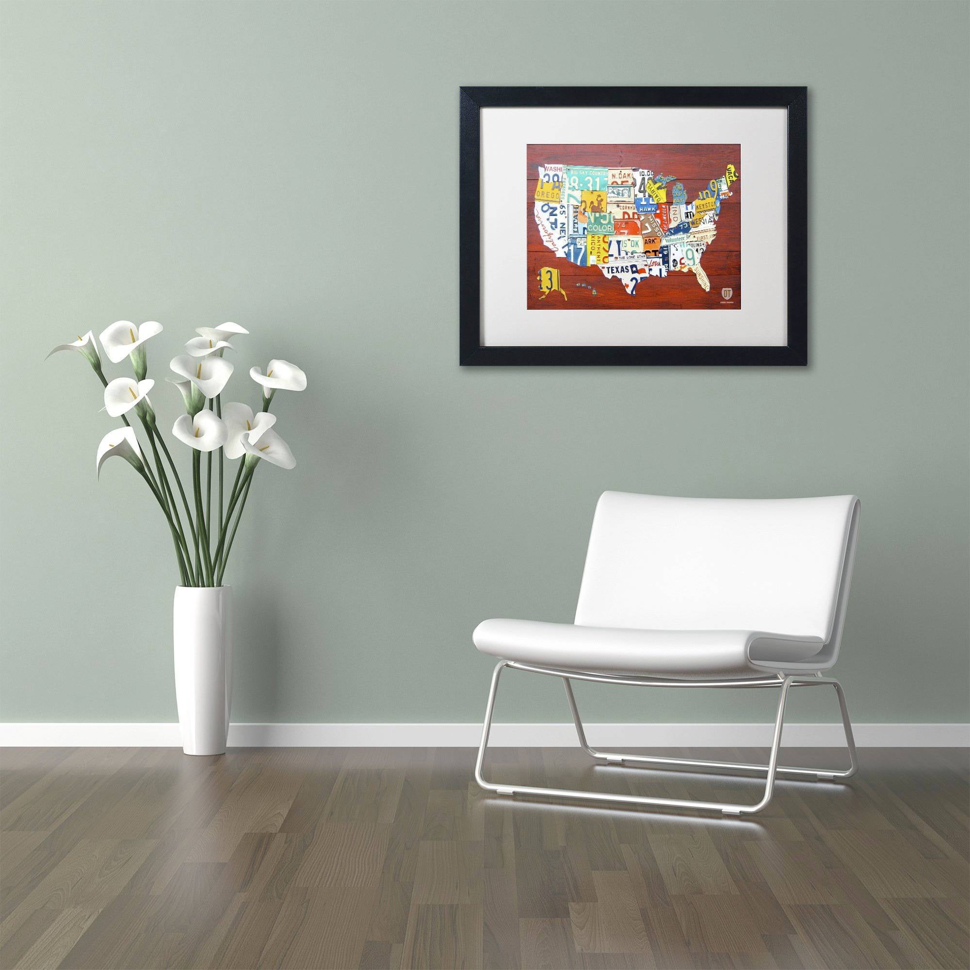 Trademark Fine Art 'License Plate Map USA' Canvas Art by Design Turnpike, White Matte, Black Frame