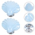 thumbnail image 4 of 2pcs Cabinet Knob Shell Shaped Drawer Wardrobe Pull Ceramic Dresser Pull Furniture Handles, 4 of 6