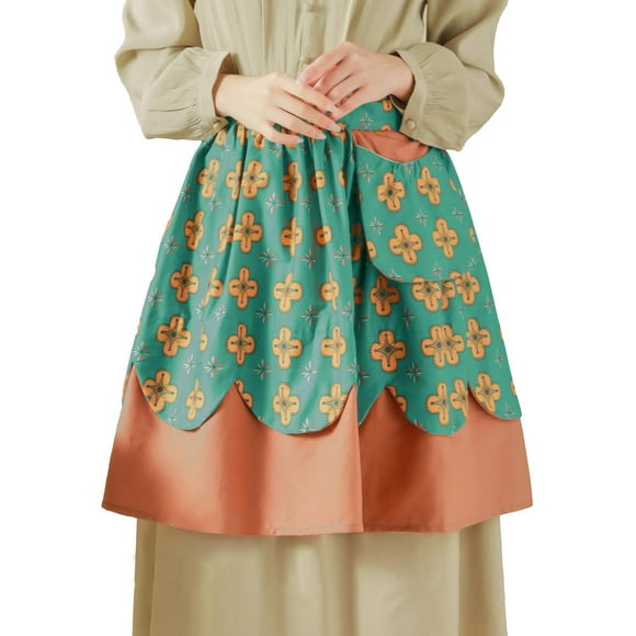 yeuweold Women Kitchen Apron with Pockets Cotton Japanese Apron Vintage Personalized Apron for Family Cooking Restaurant BBQ Garden Florist Cafe