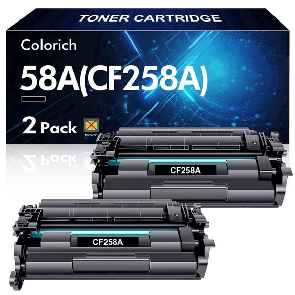 58A Toner Cartridges No Chip Black Compatible for HP 58A CF258A 58X CF258X 258A M404n M404dn M406dn M428fdn M428fdw M428dw M430f M404 M428 Printers | 2-Pack