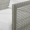 thumbnail image 4 of Contemporary Modern Urban Designer Outdoor Patio Balcony Garden Furniture Lounge Sofa, Chair and Coffee Table Set, Rattan Wicker Fabric, Grey Gray White, 4 of 8