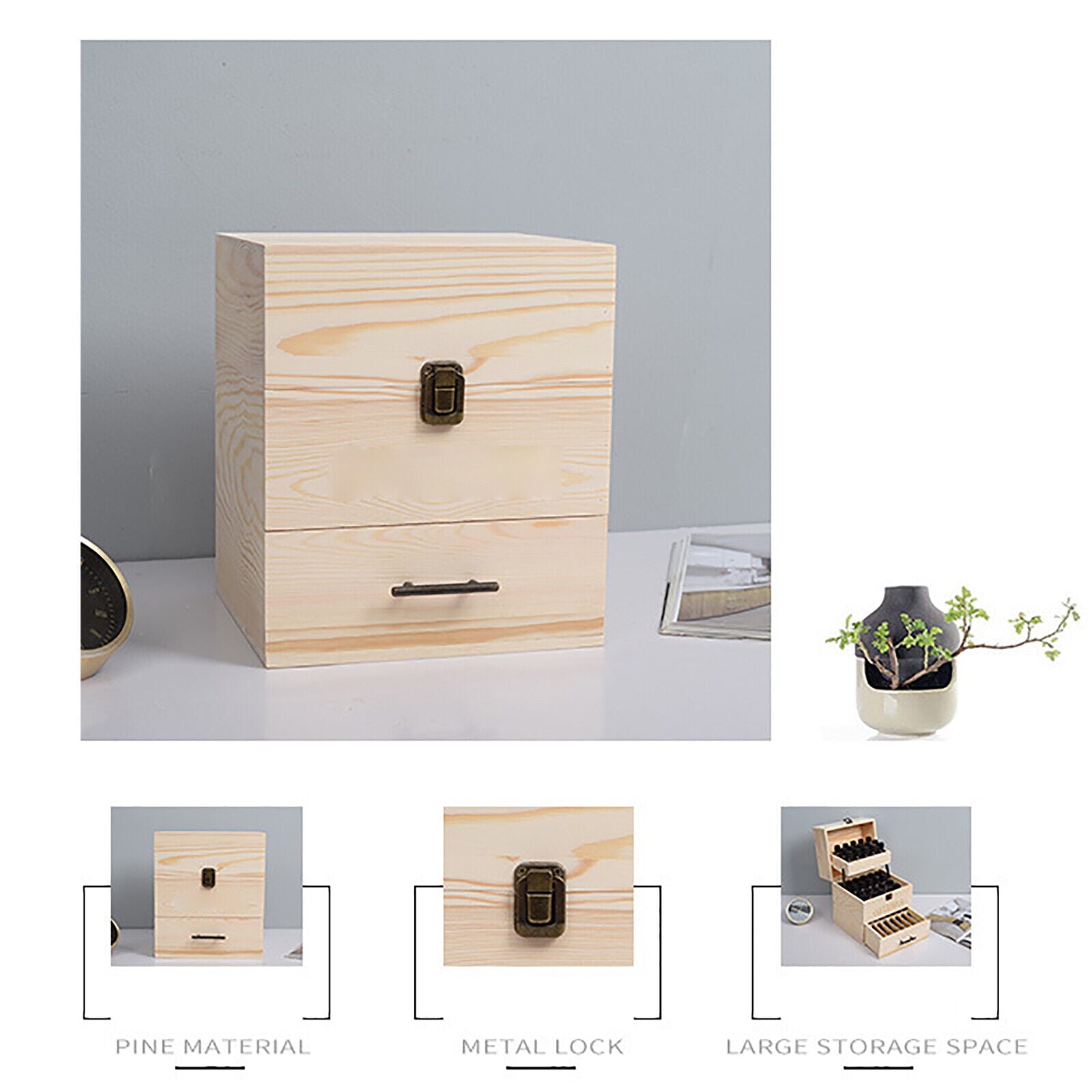 59 Slots 3 Tiers Essential Oil Storage Rack Wood Tool for Perfume Bottles Suitable for 0.5 Oz Essential Oil Bottles and 0.3 Oz Roller Bottles.
