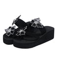 thumbnail image 3 of YAYUBA Womens White Sandals Black,Women's Fashion Color Diamond Butterfly Flip Flops Casual Wedge Slippers, 3 of 8