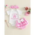 thumbnail image 4 of AceBaby Infant Baby Girl Summer Letter Embroidery Outfit Sets for 0-12M,95% Cotton, 4 of 9
