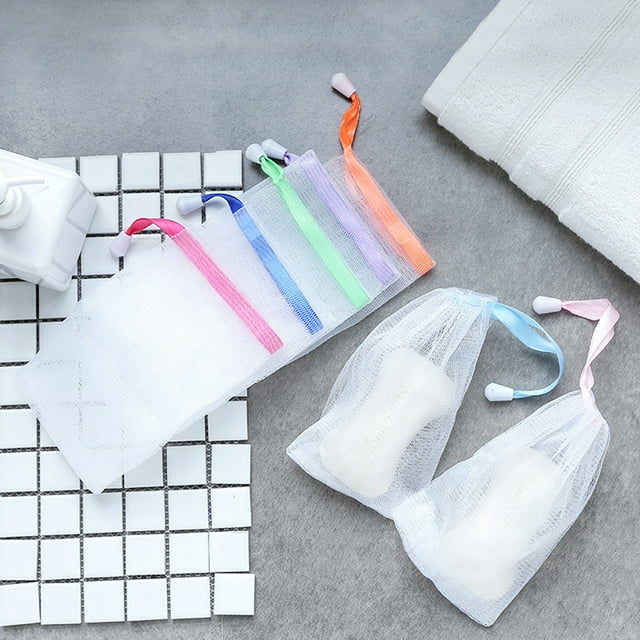 stanreset 1/2/3/5 Gel Soap Bags Facial Bath Face Cleaning Tool Bubble Net Handmade Foaming Drawstring Bag Delicate Supplies Red 5PCS