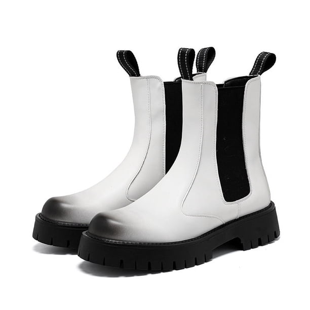 Botas Martin de hombre de gran tamaño, botas Chelsea de estilo británico para hombre, botas altas de cuero para invierno, botas de vellón