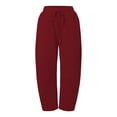 thumbnail image 4 of High Waist Wide Leg Palazzo Trousers, Women's Casual Cotton Sweatpant with Pockets, Elastic Waistband Drawstring, Soft Comfortable Barrel Leg Pants, 4 of 4