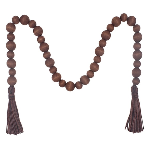 Oraceous Retro Wooden Beaded Tassel Garland Home Wood Beads Decor Hanging Ornament Coffee