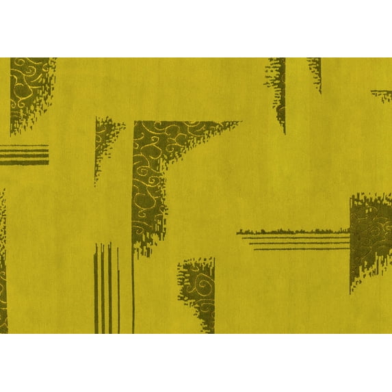 Ahgly Company Indoor Rectangle Abstract Yellow Modern Area Rugs, 3' x 5'