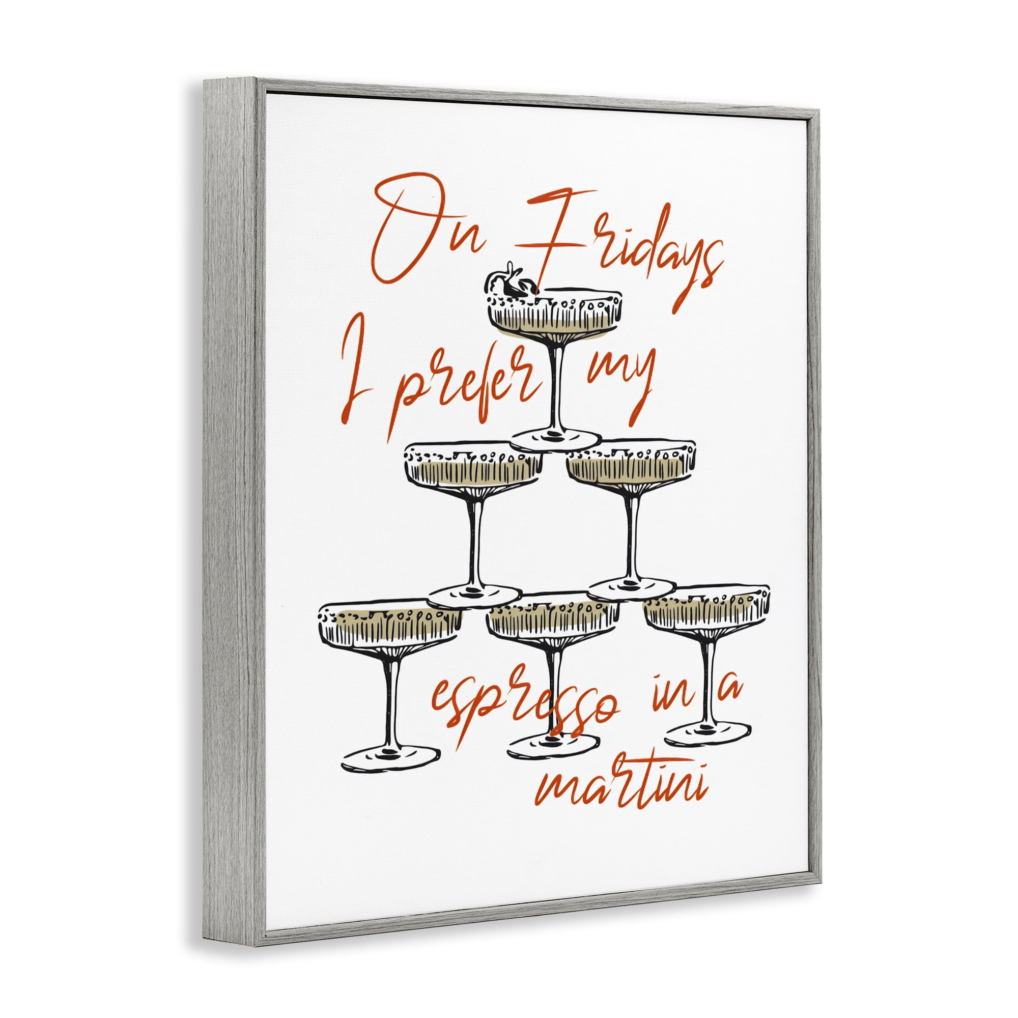 Stupell Industries On Fridays Espresso Martini Gray Framed Giclee Art, design by The Prints Vibe
