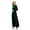 Dark Green, variant on Women's Tie Front Round Neck Long Sleeve Maxi Dress in 100% Polyester Fabric with Slight Stretch and Sheer Detail