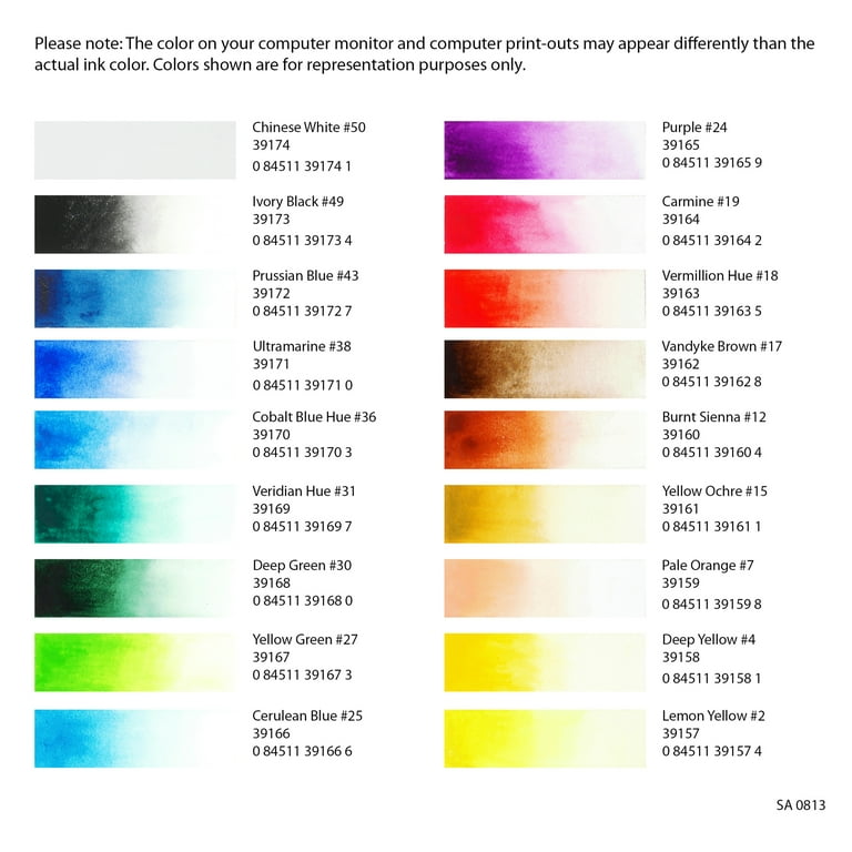 Color Chart Sakura Koi Watercolor Pigment Information Sakura KOI