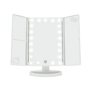 Impressions Vanity Hello Kitty Trifold LED Mirror, Desk Mirror with Lights and Touch Sensor (White)