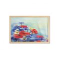 thumbnail image 1 of Flower Wall Art with Frame, Close up Structured Bouquet with Flower Types Poppy Peacefulness Indulging Design, Printed Fabric Poster for Bathroom Living Room, 35" x 23", Red Blue, by Ambesonne, 1 of 2