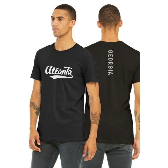 Daxton Adult Unisex Tshirt Atlanta Script with Georgia Vertical on the Back, Black White, XS