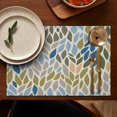 thumbnail image 5 of Blue Leaf and Vine Pattern Summer Placemats Table Placemats Set Of 4-Linen Kitchen Washable Placemats Table Mats 11.8"x17.7" Non-Slip Heat Resistant, 5 of 6