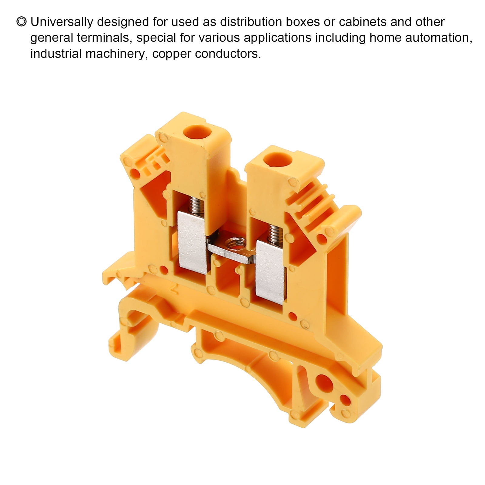 Uxcell Terminal Blocks 100 Pack UK-2.5B Rail Mount Fuse Holder Screw Terminal Block Wire End Bracket Stopper Din Rail Screw for DIY Electronic Circuits Machine Appliances, Yellow