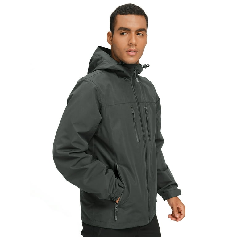 CAMEL CROWN Men s Hooded Rain Jacket Waterproof Windbreaker coat