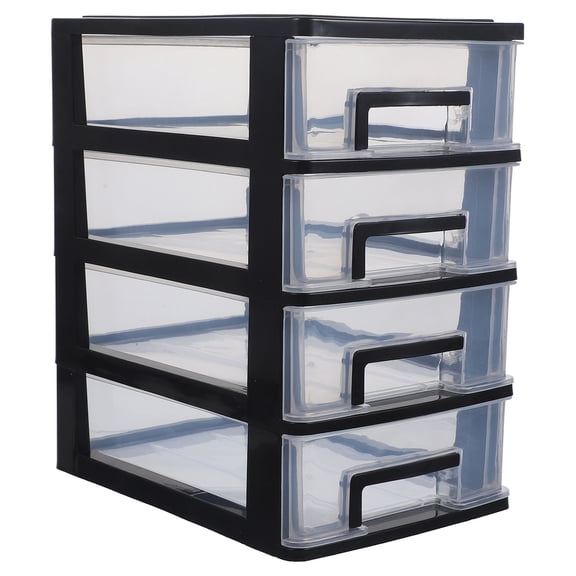 SEWOART Black Plastic Storage Cabinet with Multi-Layer Drawers Portable Organizer for Office Study Room
