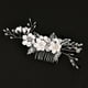 thumbnail image 1 of Nvzi Horquillas para el pelo de boda con flores para novias, peinetas con perlas de cristal, pinzas para el pelo, accesorios para el pelo de boda dorados, joyas - Plata blanca, 1 of 5