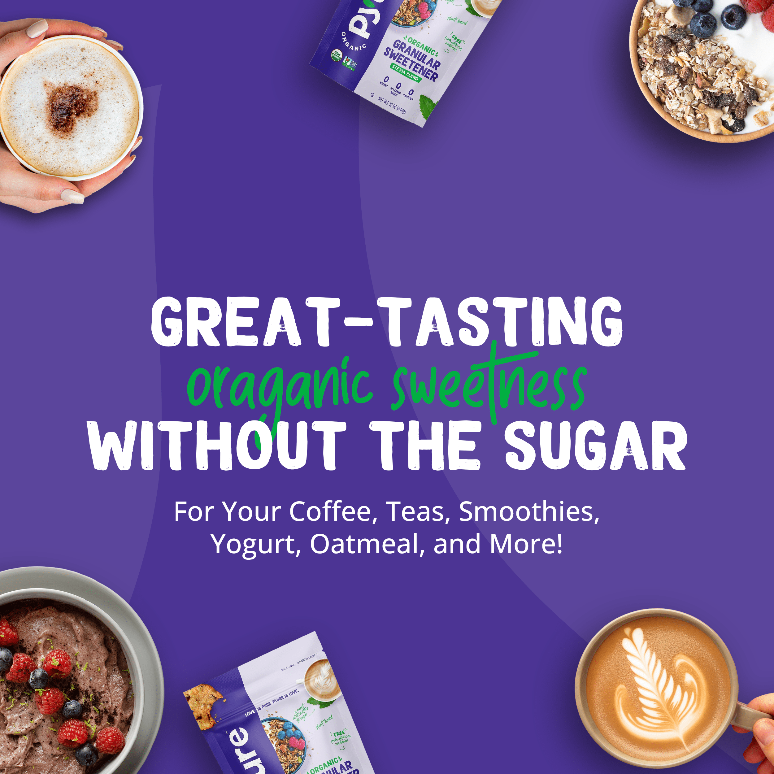 (2 pack) Pyure Organic Stevia Blend | Granulated Sugar Substitute with Zero Calories & Carbs | Keto, Diabetic & Vegan Friendly | Sugary Taste Alternative | USDA Organic, Non-GMO | Good For Baking | 12oz