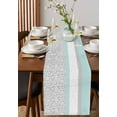 thumbnail image 4 of ERUNPONLY Aqua Grey Table Runner - 70 Inch Long Chic Garden Floral Stripe Embroidery Design Cotton and Linen Blended Dress Scarves Farmhouse Table Runner for Kitchen Dining, Coffee Table, 13"x70", 4 of 8