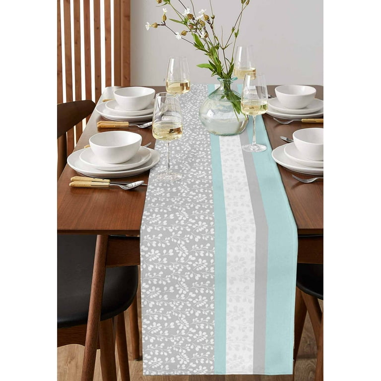 Aqua Grey Table Runner 120 Inches, Chic Garden Floral Stripe Embroidery  Design Bed Runner Dresser Scarves Tabletop for Indoor Outdoor  Parties/Ceremony/Banquet, 13"x 120" - Walmart.com