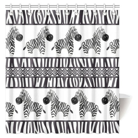 Animal Print Bathroom Decorating Ideas MYPOP Zebra Print Decor Shower Curtain, Cute African Animal Zebra and Zebra Skin Fashionable Trendy Decorating Bathroom Set with Hooks, 66 X 72 Inches ()