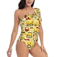 thumbnail image 3 of Haiem Funny Construction Vehicles Women's One Piece Swimsuits Tummy Control One Shoulder Bathing Suits Ruffle Swimwear-Medium, 3 of 8