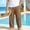 Coffee, variant on Men's Casual Cotton Linen Pants Relaxed Fit Straight Leg Flat Front Expandable Waist Trousers Coffee