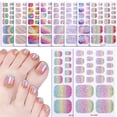 thumbnail image 5 of Buy 2 Get 1 Free - Rainbow Holographic Toe Nail Stickers, Full Wrap Glitter Gradient Nail Polish Strips, Waterproof Self-Adhesive Toenail Decals for Women & Girls, Salon Quality DIY Foot Nail Art, 5 of 9