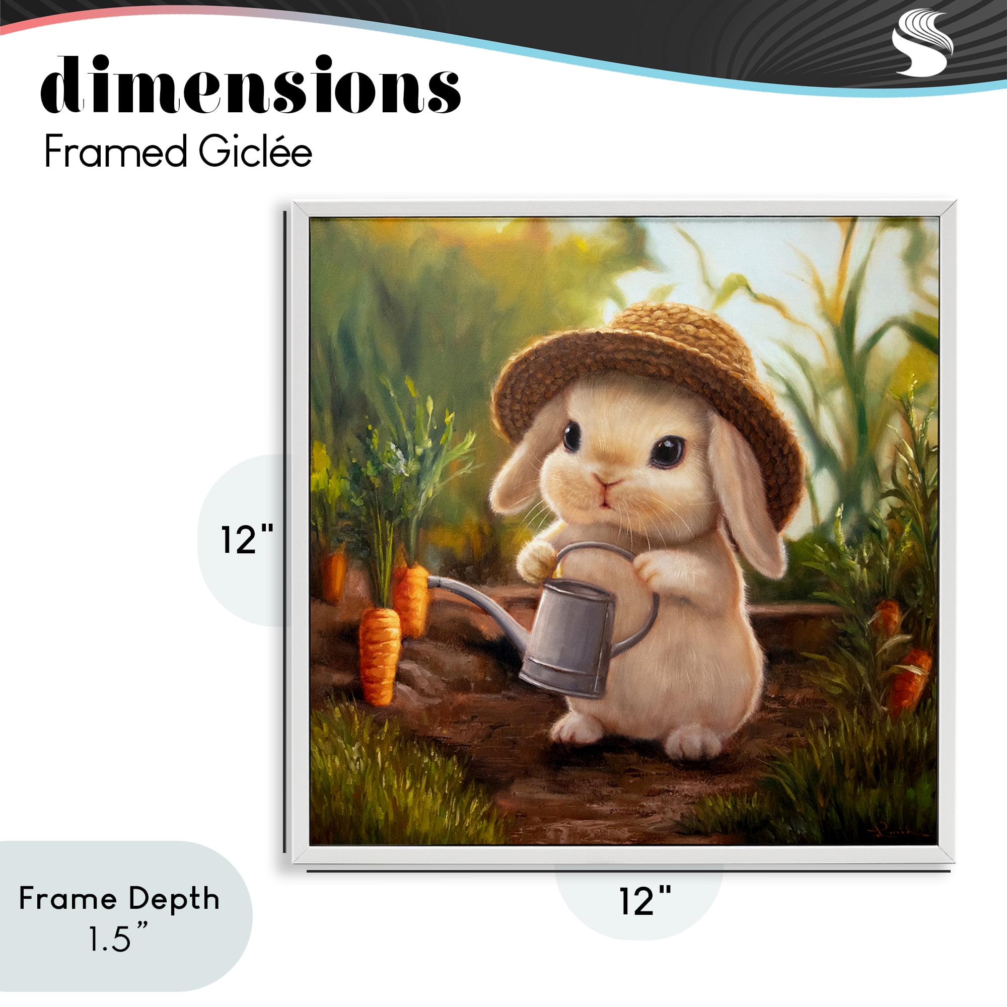 Stupell Industries Bunny with Carrot Garden White Framed Giclee Art, design by Lucia Heffernan
