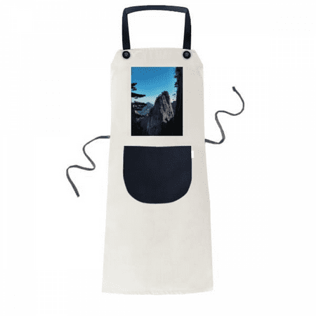 

Mountain Peaks Pine Trees Apron Adjustable Bib Cotton Linen BBQ Kitchen Pocket Pinafore