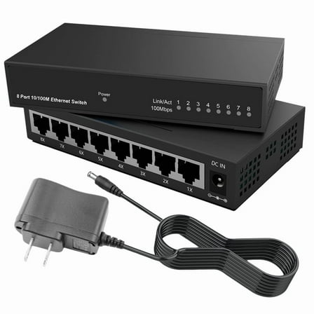 8 Port Gigabit Ethernet Switch RJ45 Hub Internet Splitter Smart Switch Ethernet Network Switch 10/100Mbps US Plug,1 * Gigabit Ethernet Switch 1 * Power adapter,Black
