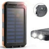 Tagital Solar 12,000mAh Power Bank with Dual USB Solar Panel Charger with 2 LED Light Carabiner Compass Portable for Emergency Outdoor Camping Travel