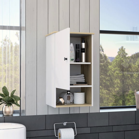 13.80" Deep Single Door Cabinet with One Shelf | Ideal for Laundry Room or Garage Storage | Enjoy the Stability of Treated Engineered Wood