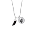 thumbnail image 2 of Delight Jewelry Black Sabre Tooth Silvertone Script Initial Disc - D - Charm Necklace, 20"+3", 2 of 4