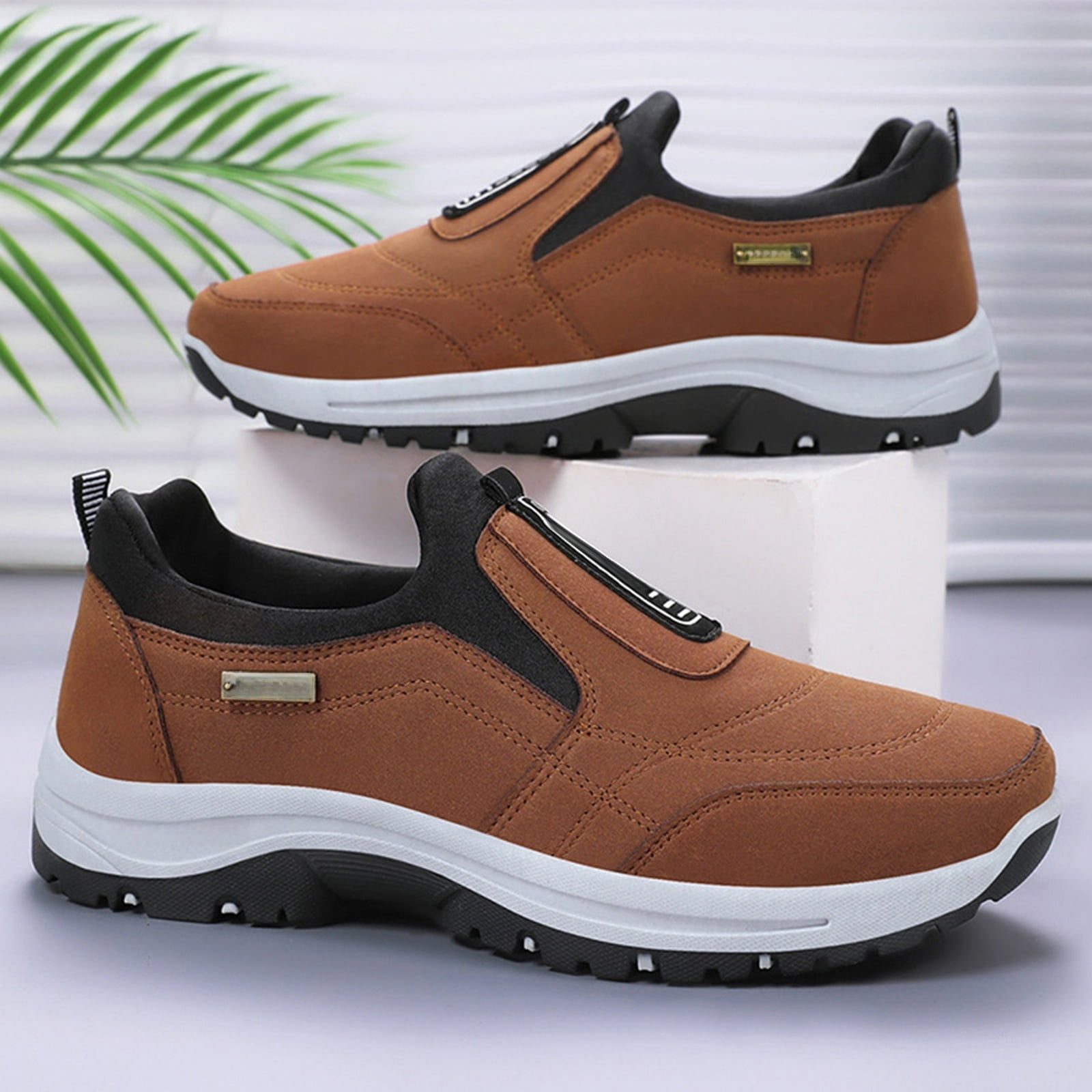 NexTorq Mens Lightweight Sneakers, Walking Shoes for Men, Men's Comfortable Waterproof Breathable Orthopedic Walking Shoes,Orthopedic Walking Shoes Slip On Hiking Shoes for Men Coffee 10.5