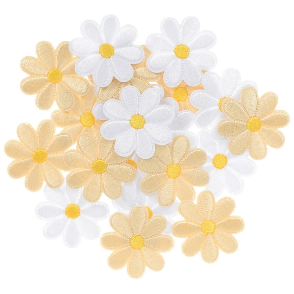 HONMEET Daisy Shaped Iron On Patches 20Pcs for Diy Projects and Clothing Embellishment