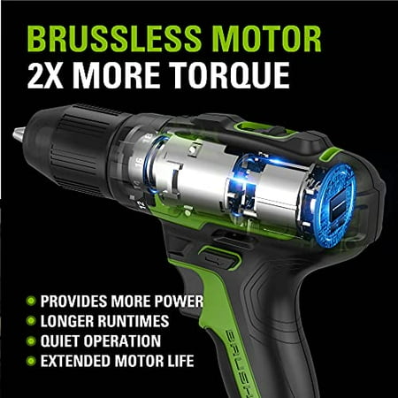 Greenworks - 24-Volt Cordless Brushless 1/2 in. Drill/Driver (2 x 1.5Ah USB Batteries, Charger and Bag) - Black/Green