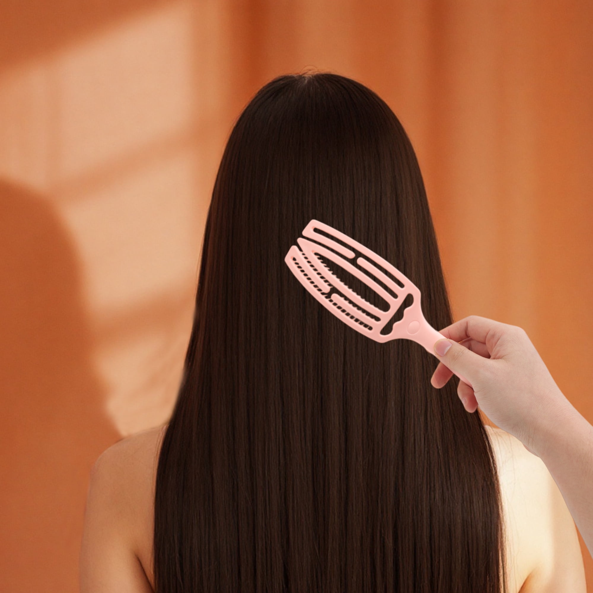 Unique Bargains 1 Pc Portable Hollow Comb Hair Brush for All Hair Types Pink