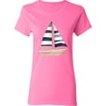 thumbnail image 3 of Inktastic Blue Striped Sailboat Nautical Women's T-Shirt, 3 of 5