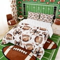 thumbnail image 3 of Erosebridal Watercolor Bow Football Full Size Comforter Sets, Cute Sport Bedding Sets for Girls and Boys, Reversible 3pcs, 1 Comforter and 2 Pillowcases, 3 of 6