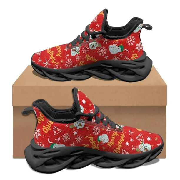 Zapatillas de deporte con estampado navideño para hombre, clásicas, planas, con cordones, informales, con plataforma y resistentes al desgaste