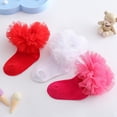thumbnail image 3 of Huanledash 1 Pair Lace Socks Frilly Lace Cuff Non-slip Cotton Baby Girl Ruffle Lace Socks for Dancing, 3 of 8