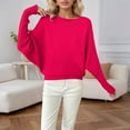thumbnail image 2 of Cardigan Sweaters for Women, Oversized Batwing Sleeve Pullover Knit Sweater Crew Neck Long Sleeve Soft Casual Loose Fit Comfortable Fall Winter Fashion, Women's Sweaters(Red,XL), 2 of 4