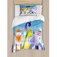 thumbnail image 1 of Music Duvet Cover Set Twin Size, Abstract Band of Geometric Shapes Drums Accordion Performing on Keyboard Surface, Decorative 2 Piece Bedding Set with 1 Pillow Sham, Multicolor, by Ambesonne, 1 of 3