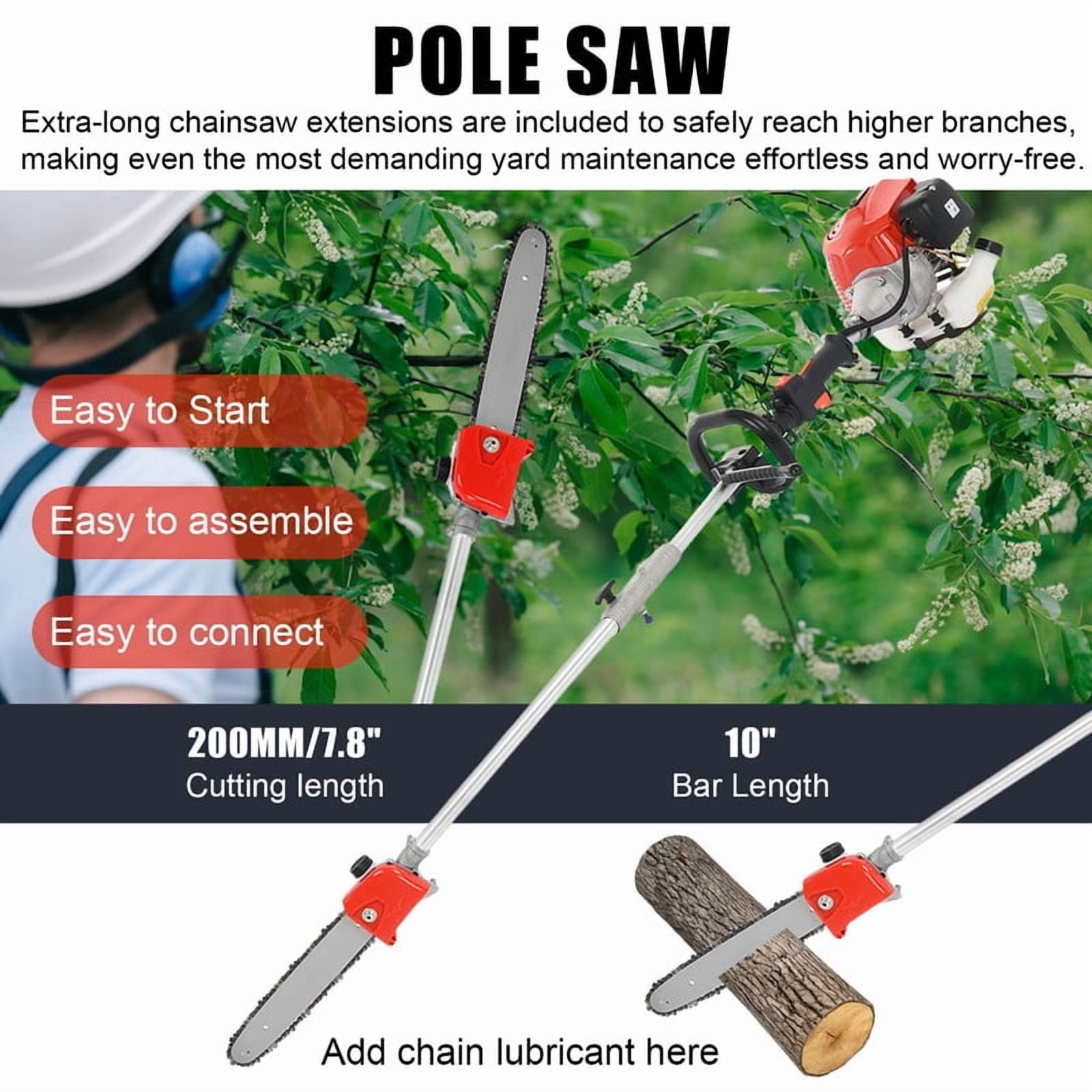 YNCE Powerful Gas String Trimmer,Hedge Trimmer,Full Functioning Guard Accessories String Trimmers Lawn Mower 52CC Petrol Hedge Trimmer Chainsaw Brush Cutter